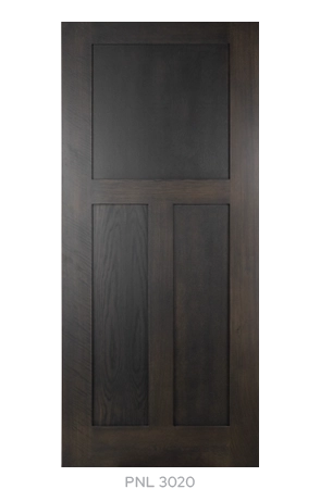 Treely PNL 3020 | 3 panel flat circle sawn white oak door with