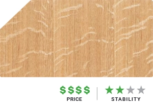 Wood type, white Oak quarter sawn