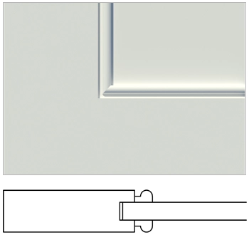 Profile view of square sticking with applied radius moulding (F-R-AM) shown with a flat panel