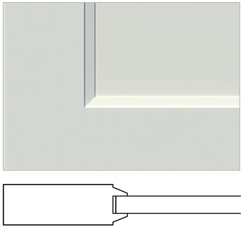 Profile view of Bevel sticking (BV) with a flat panel
