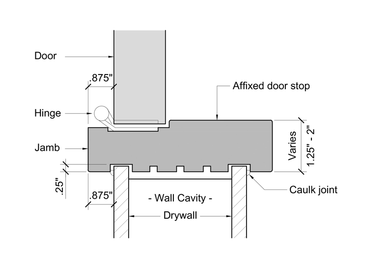 2d drawing of modern trimless jamb "Solid Edge"